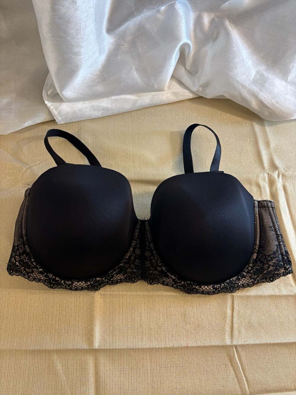 Torrid Strapless Lace Trim Bra Black 46DD